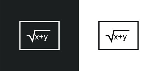 Poster - square root in class line icon in white and black colors. square root in class flat vector icon from square root class collection for web, mobile apps and ui.