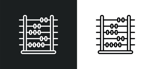 Poster - abacus line icon in white and black colors. abacus flat vector icon from abacus collection for web, mobile apps and ui.