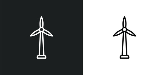 Poster - wind energy line icon in white and black colors. wind energy flat vector icon from wind energy collection for web, mobile apps and ui.