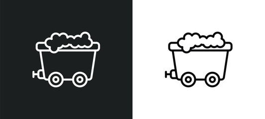 Poster - coal line icon in white and black colors. coal flat vector icon from coal collection for web, mobile apps and ui.