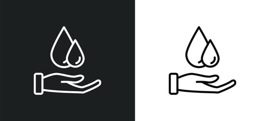 Poster - save water line icon in white and black colors. save water flat vector icon from save water collection for web, mobile apps and ui.