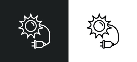 Poster - solar plug line icon in white and black colors. solar plug flat vector icon from solar plug collection for web, mobile apps and ui.