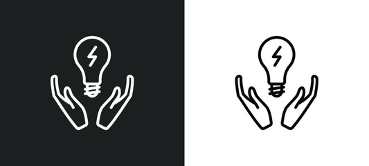 Poster - save energy line icon in white and black colors. save energy flat vector icon from save energy collection for web, mobile apps and ui.