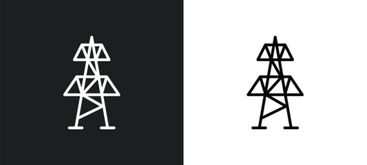 Poster - electric station line icon in white and black colors. electric station flat vector icon from electric station collection for web, mobile apps and ui.