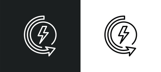 Poster - renewable energy line icon in white and black colors. renewable energy flat vector icon from renewable energy collection for web, mobile apps and ui.