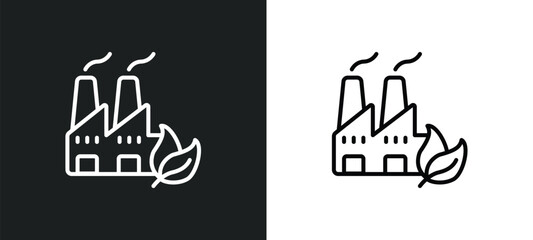Poster - sustainable factory line icon in white and black colors. sustainable factory flat vector icon from sustainable factory collection for web, mobile apps and ui.