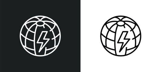 Poster - eco energy power line icon in white and black colors. eco energy power flat vector icon from eco energy power collection for web, mobile apps and ui.