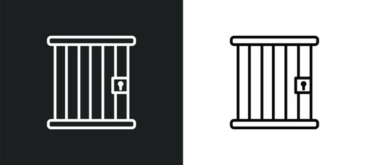 Canvas Print - jail line icon in white and black colors. jail flat vector icon from jail collection for web, mobile apps and ui.