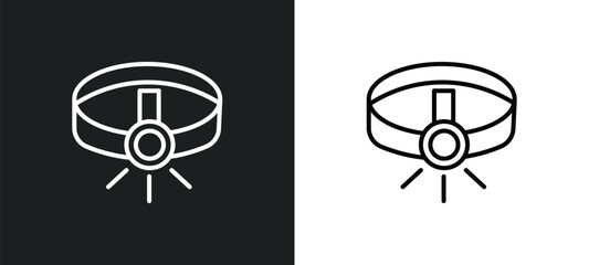 Wall Mural - headlamp line icon in white and black colors. headlamp flat vector icon from headlamp collection for web, mobile apps and ui.