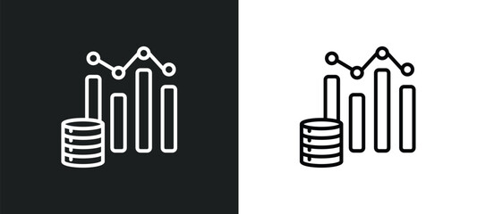 Poster - budget diagram line icon in white and black colors. budget diagram flat vector icon from budget diagram collection for web, mobile apps and ui.