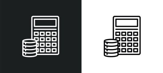 Poster - budget accounting line icon in white and black colors. budget accounting flat vector icon from budget accounting collection for web, mobile apps and ui.