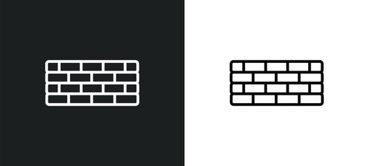 Poster - brick line icon in white and black colors. brick flat vector icon from brick collection for web, mob