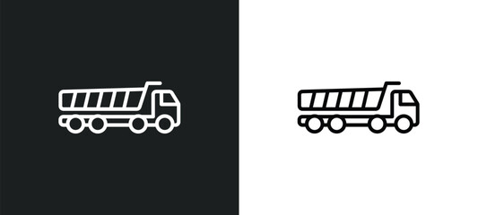 Poster - dumper line icon in white and black colors. dumper flat vector icon from dumper collection for web, mobile apps and ui.