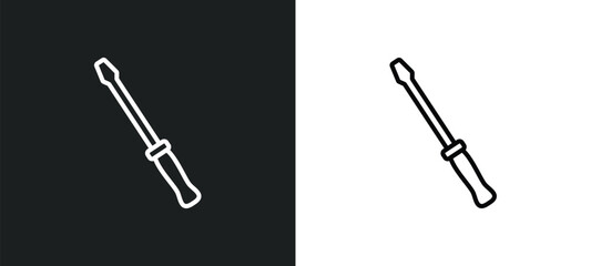 Wall Mural - repair screwdriver line icon in white and black colors. repair screwdriver flat vector icon from repair screwdriver collection for web, mobile apps and ui.