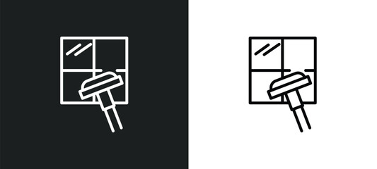 Poster - clean window line icon in white and black colors. clean window flat vector icon from clean window collection for web, mobile apps and ui.