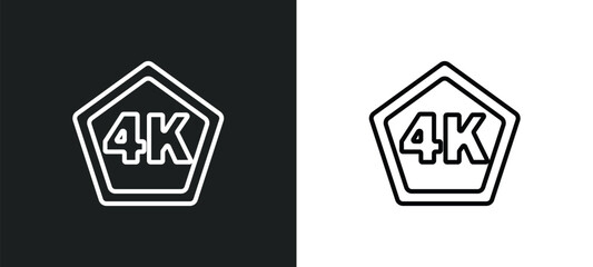 Poster - 4k line icon in white and black colors. 4k flat vector icon from 4k collection for web, mobile apps and ui.