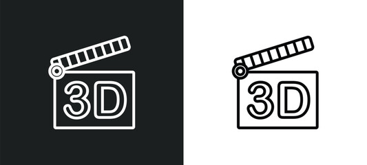 Poster - 3d movie line icon in white and black colors. 3d movie flat vector icon from 3d movie collection for web, mobile apps and ui.