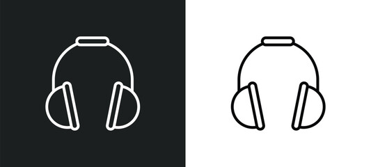 Poster - headphone line icon in white and black colors. headphone flat vector icon from headphone collection for web, mobile apps and ui.