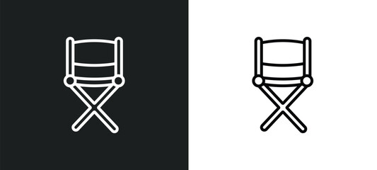 Poster - director film chair line icon in white and black colors. director film chair flat vector icon from director film chair collection for web, mobile apps and ui.