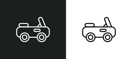 Poster - car soft top line icon in white and black colors. car soft top flat vector icon from car soft top collection for web, mobile apps and ui.