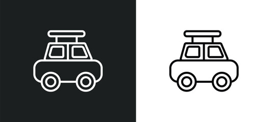 Poster - car roof line icon in white and black colors. car roof flat vector icon from car roof collection for web, mobile apps and ui.