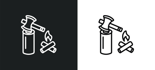 Poster - firewood line icon in white and black colors. firewood flat vector icon from firewood collection for web, mobile apps and ui.