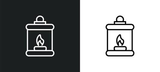 Poster - fire lamp line icon in white and black colors. fire lamp flat vector icon from fire lamp collection for web, mobile apps and ui.