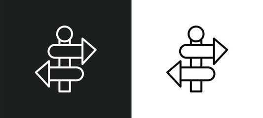 Poster - direction line icon in white and black colors. direction flat vector icon from direction collection for web, mobile apps and ui.