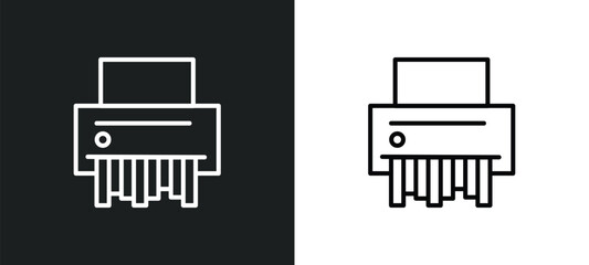 Poster - shredder line icon in white and black colors. shredder flat vector icon from shredder collection for web, mobile apps and ui.
