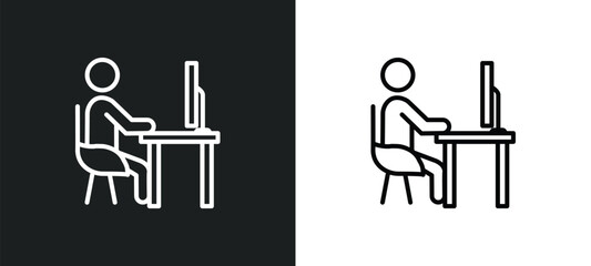 workplace line icon in white and black colors. workplace flat vector icon from workplace collection for web, mobile apps and ui.