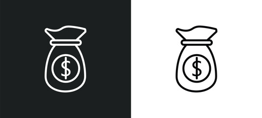Poster - dollar on business time line icon in white and black colors. dollar on business time flat vector icon from dollar on business time collection for web, mobile apps and ui.