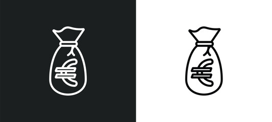 Poster - euro money bag line icon in white and black colors. euro money bag flat vector icon from euro money bag collection for web, mobile apps and ui.