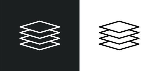 Poster - stack line icon in white and black colors. stack flat vector icon from stack collection for web, mobile apps and ui.