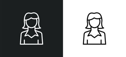 Poster - businesswomen line icon in white and black colors. businesswomen flat vector icon from businesswomen collection for web, mobile apps and ui.