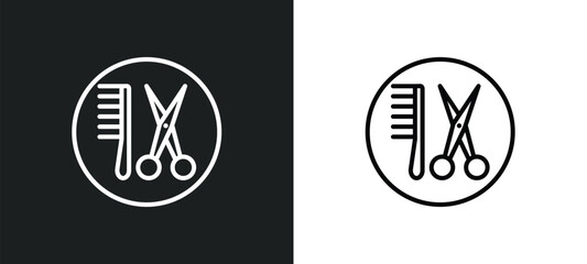 Poster - hair salon line icon in white and black colors. hair salon flat vector icon from hair salon collection for web, mobile apps and ui.
