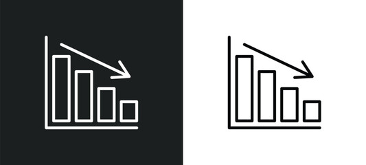 Poster - deficit line icon in white and black colors. deficit flat vector icon from deficit collection for web, mobile apps and ui.