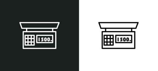 Poster - electric weight scale line icon in white and black colors. electric weight scale flat vector icon fr