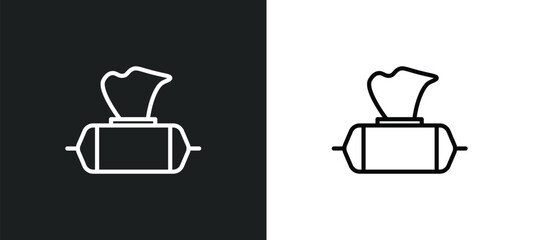 Poster - wet wipes line icon in white and black colors. wet wipes flat vector icon from wet wipes collection 