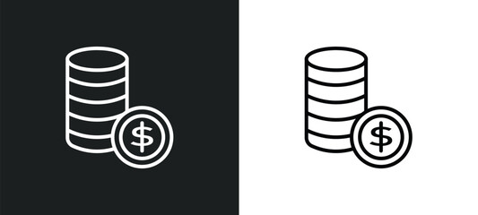 Poster - coins line icon in white and black colors. coins flat vector icon from coins collection for web, mobile apps and ui.