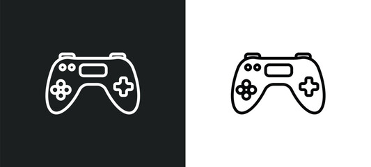 Poster - gaming line icon in white and black colors. gaming flat vector icon from gaming collection for web, mobile apps and ui.