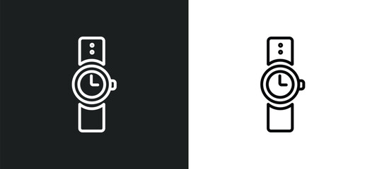 Poster - wristwatch line icon in white and black colors. wristwatch flat vector icon from wristwatch collection for web, mobile apps and ui.