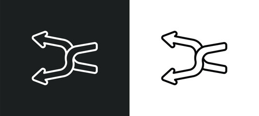 Poster - shuffle arrows line icon in white and black colors. shuffle arrows flat vector icon from shuffle arrows collection for web, mobile apps and ui.