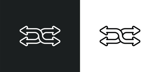Poster - suffle line icon in white and black colors. suffle flat vector icon from suffle collection for web, mobile apps and ui.