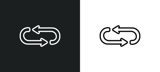 Poster - loop arrows line icon in white and black colors. loop arrows flat vector icon from loop arrows collection for web, mobile apps and ui.