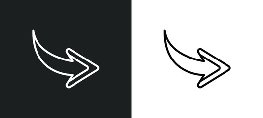 Poster - left curve line icon in white and black colors. left curve flat vector icon from left curve collection for web, mobile apps and ui.