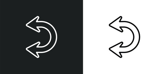 Poster - double curve arrow line icon in white and black colors. double curve arrow flat vector icon from double curve arrow collection for web, mobile apps and ui.