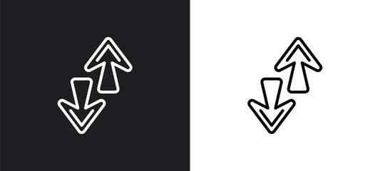 Poster - up and down arrows line icon in white and black colors. up and down arrows flat vector icon from up down arrows collection for web, mobile apps ui.
