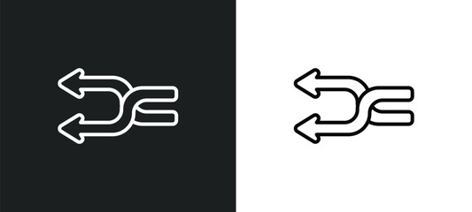 Poster - no shuffle line icon in white and black colors. no shuffle flat vector icon from no shuffle collection for web, mobile apps and ui.