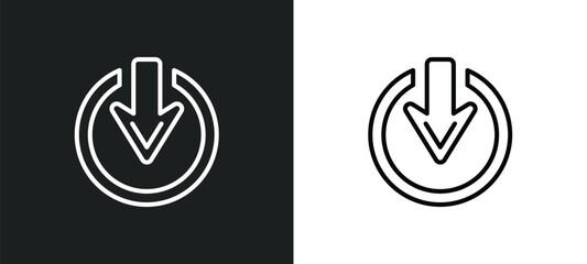 Poster - exit down line icon in white and black colors. exit down flat vector icon from exit down collection for web, mobile apps and ui.