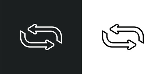 Poster - looping arrow line icon in white and black colors. looping arrow flat vector icon from looping arrow collection for web, mobile apps and ui.
